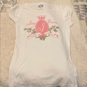 Juicy Couture White and Pink Short Sleeve Tee with Crown Design
